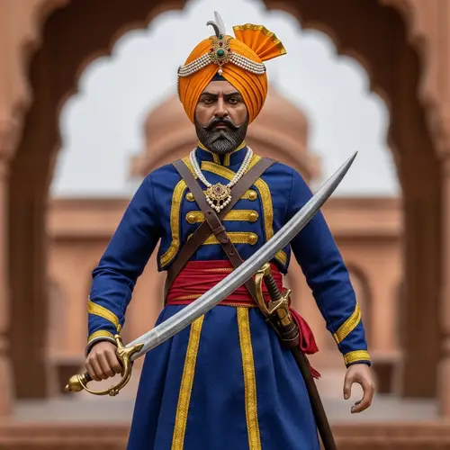Historic Punjabi Warrior in 19th Century Attire