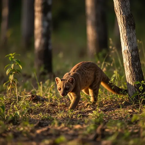 Madagascan Fossa: Agile Carnivorous Mammal in Tropical Rainforest