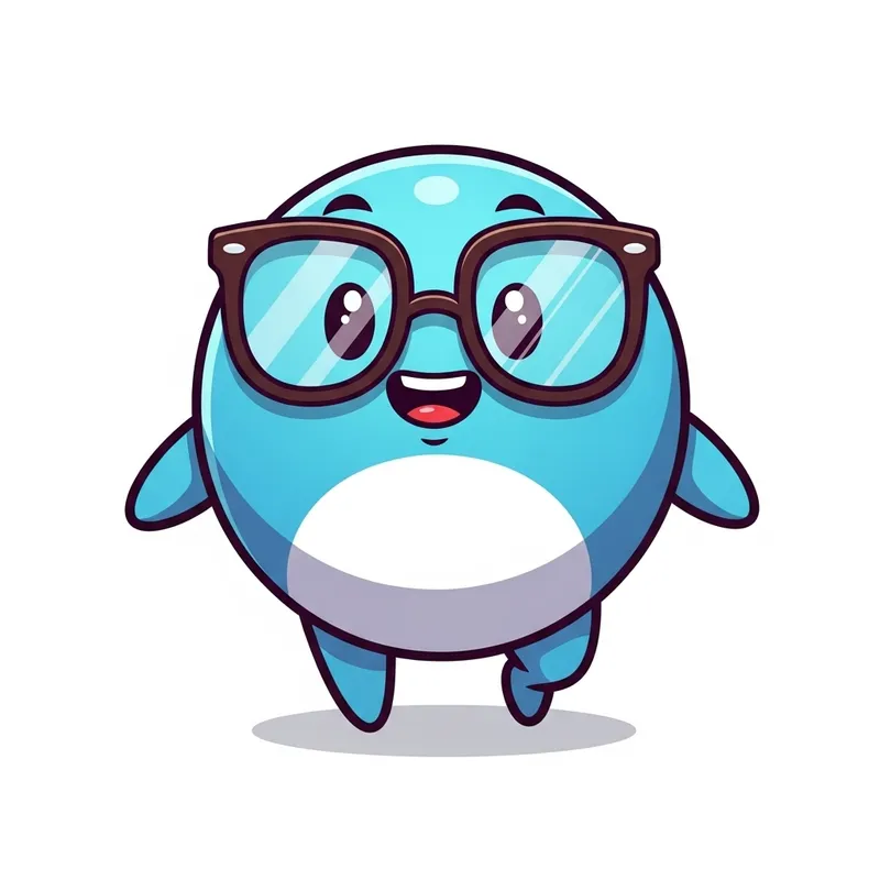 Smesharik Glazik - Cute and Smiling Character with Hands, Feet, and Glasses Smesharik Glazik - Cute and Smiling Character with Hands, Feet, and Glasses