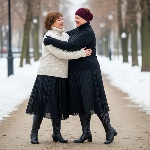 Winter Park Encounters: Stylish Plus-Size Women Embracing Cheerfully