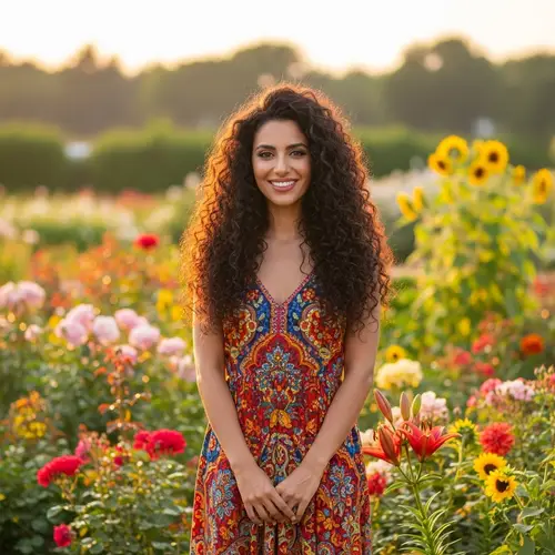 Radiant Middle-Eastern Woman in Colorful Sundress