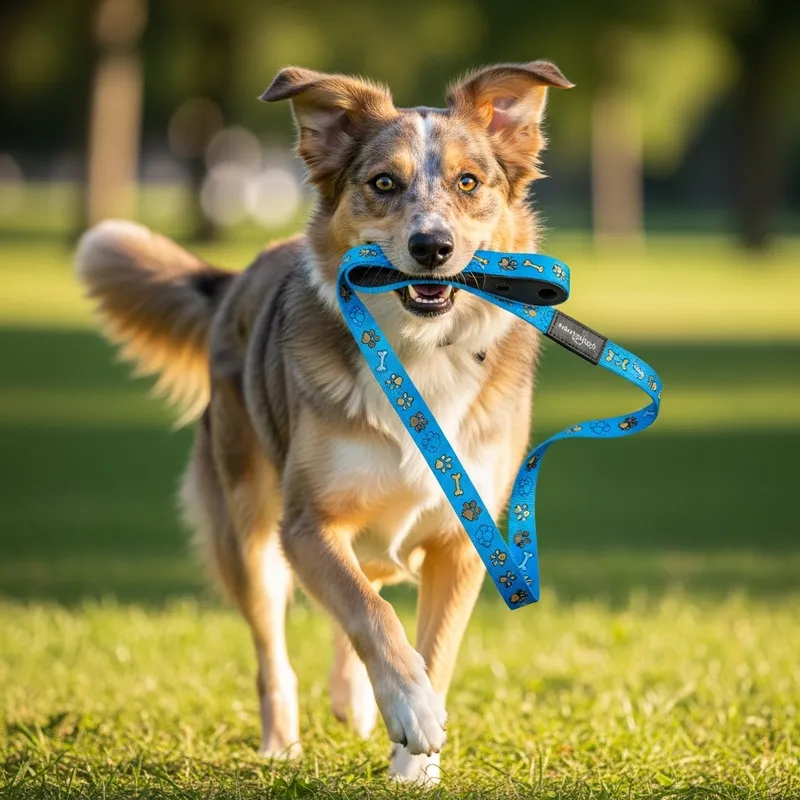 Playful Dog with Leash | Fun Pet Adventures