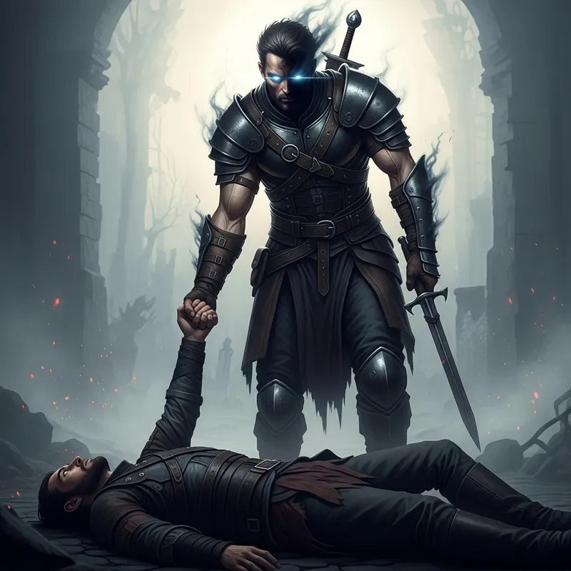 Blade Offering Helping Hand to Friend, Detailed Photo Blade Offering Helping Hand to Friend, Detailed Photo