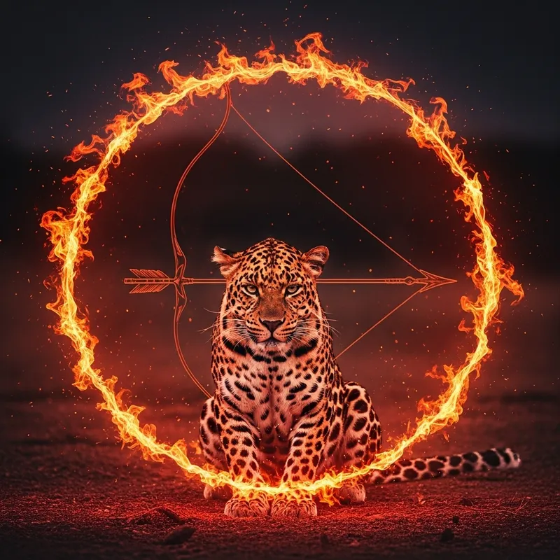 Majestic Leopard Amidst Ring of Fire Majestic Leopard Amidst Ring of Fire