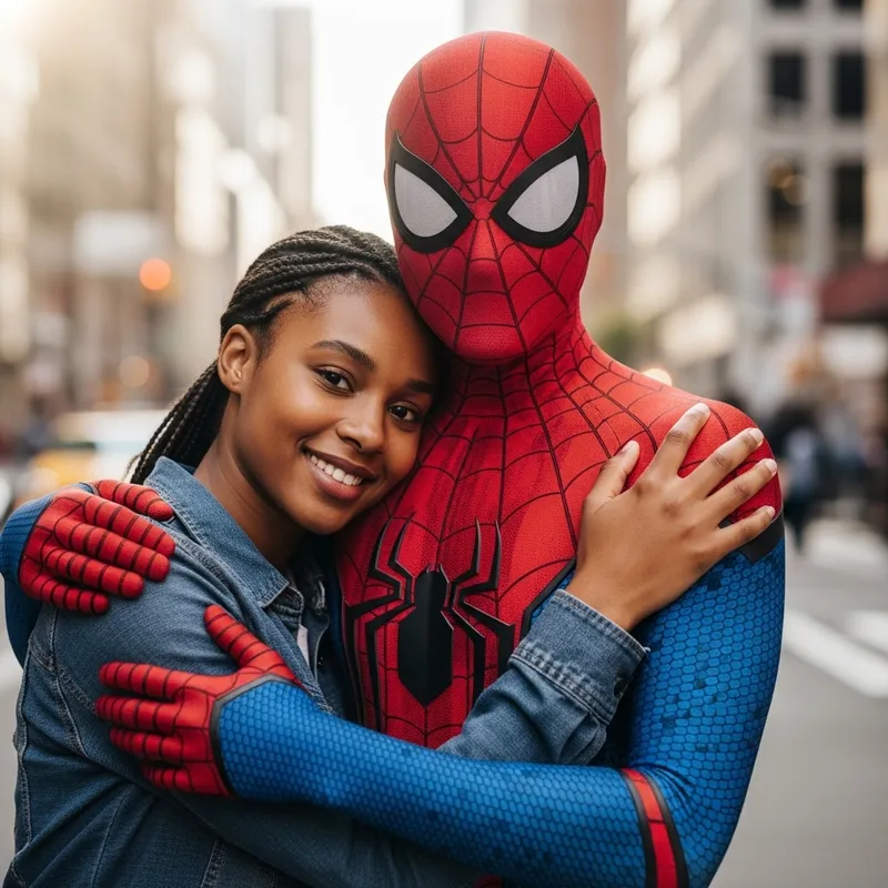 Heroic Love: A Dark Girl and Spider-Man's Embrace