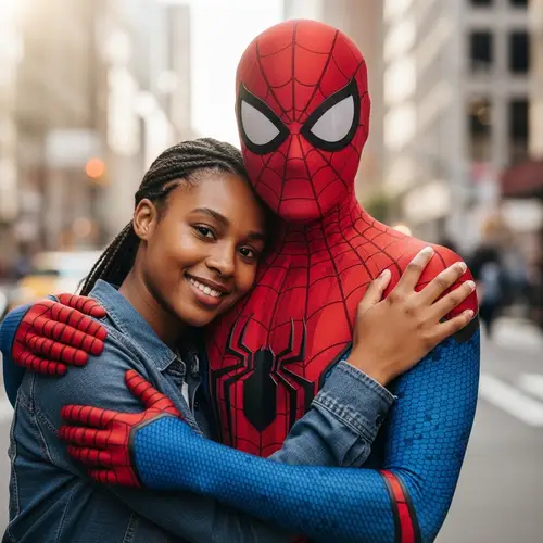 Heroic Love: A Dark Girl and Spider-Man's Embrace
