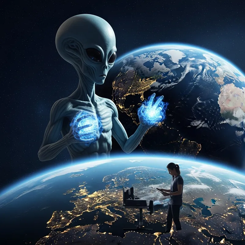 Mysterious Alien Observing Humanity from Afar Mysterious Alien Observing Humanity from Afar