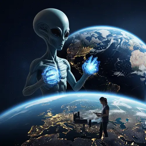 Mysterious Alien Observing Humanity from Afar