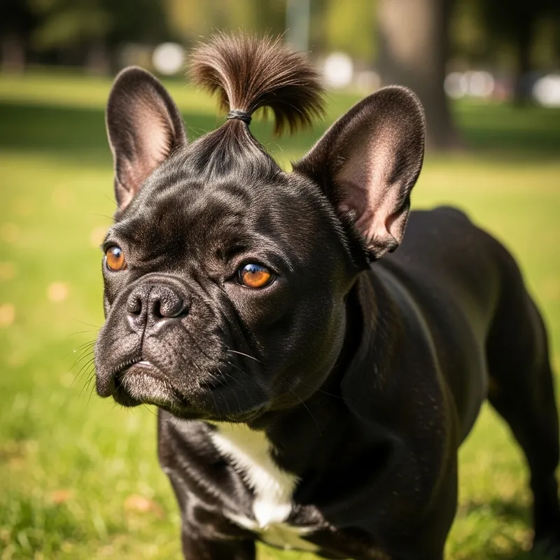 Short-Haired French Bulldog with Long Tuft