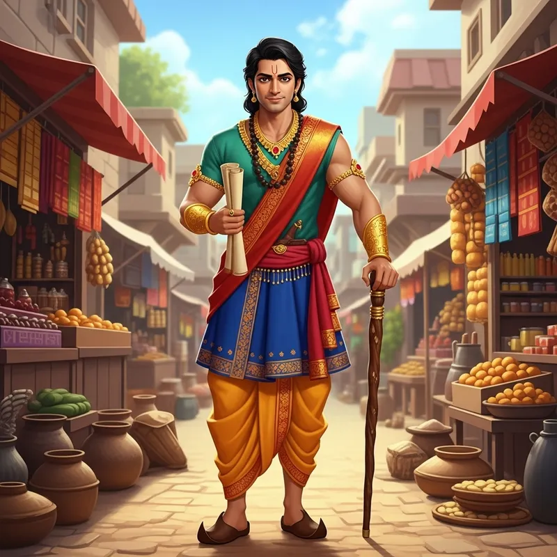 Ramudu: The Wise South Asian Villager in Traditional Attire