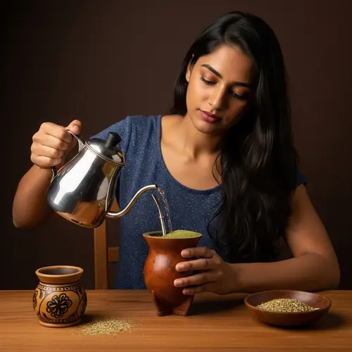 Young South Asian Woman Preparing Yerba Mate with Grace