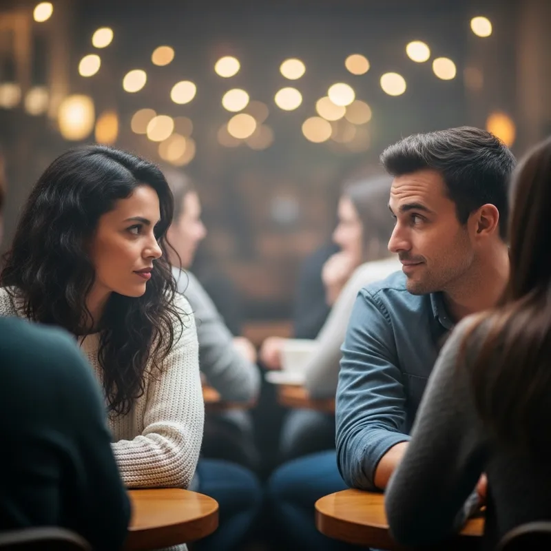 Woman Observing Man - Genuine Moment Captured