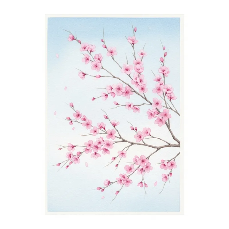 Japanese Cherry Blossom Watercolor Art Japanese Cherry Blossom Watercolor Art