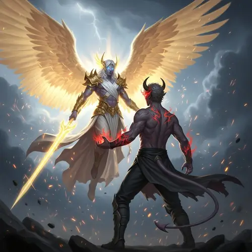 Epic Battle: Demon-Blooded Warrior vs. Divine God