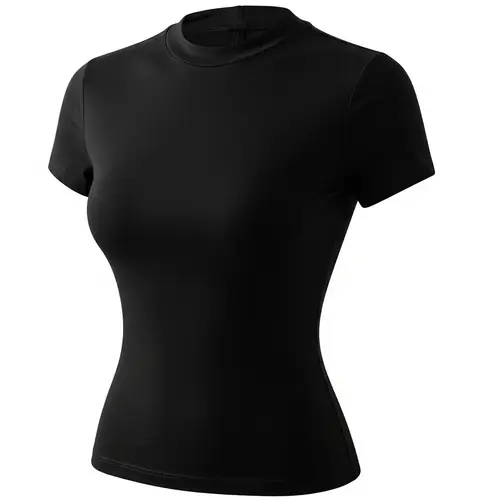 Black Cotton Short Sleeve Top | Body-Hugging Fit