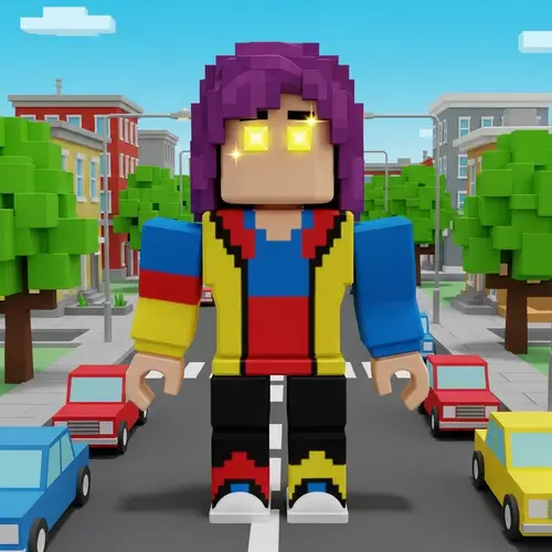 Unique Roblox Style Player in Virtual Town