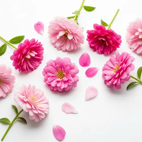 White Background with Blooming Pink Flowers