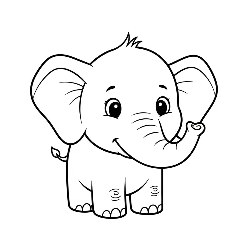 Simple & Cute Elephant Coloring Page for Toddlers