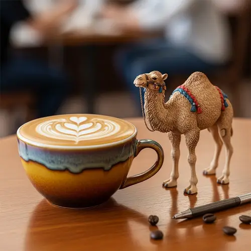Cappuccino Cup with Camel and Heart Shape Cream