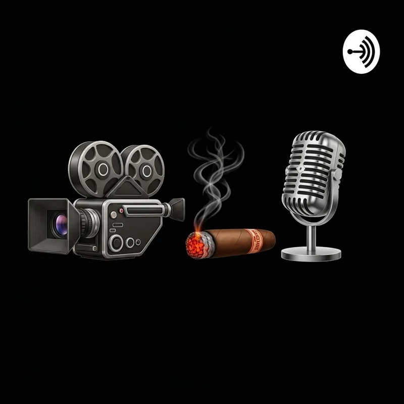 Realistic Cinema Camera, Cigar & Podcast Microphone Logo Design