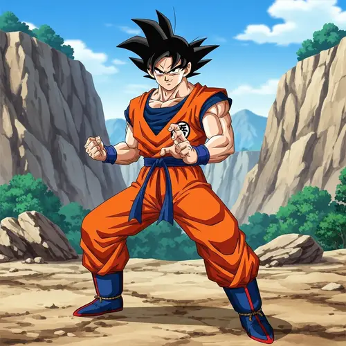 Muscular Goku in Orange Uniform | Anime Character Art
