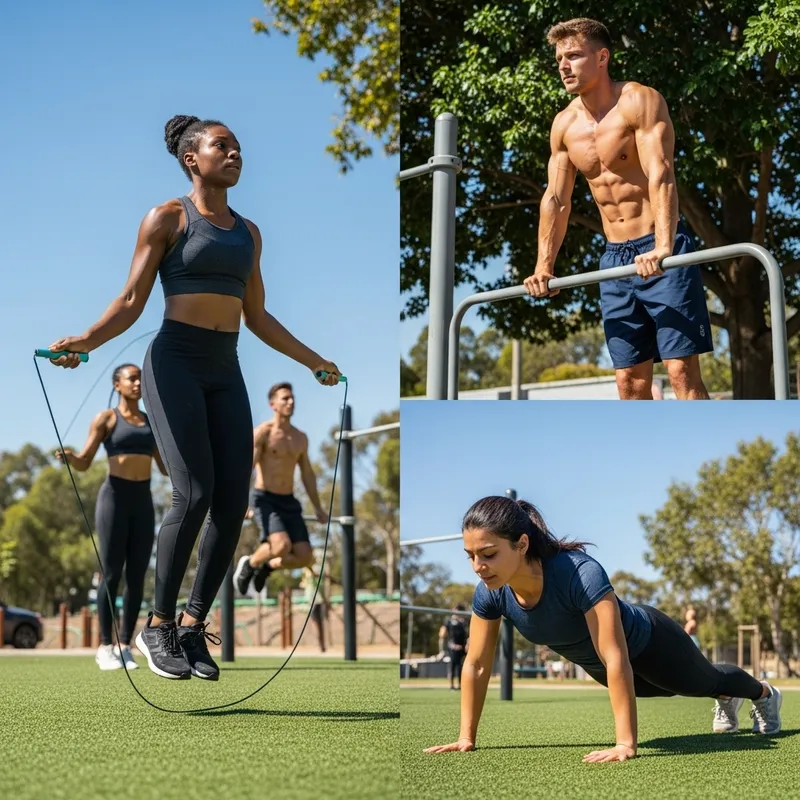 Calisthenics Workout: Outdoor Fitness Group Engaged