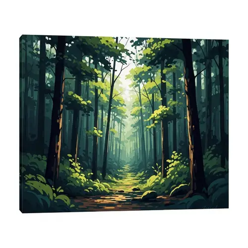 Tranquil Forest Abstraction: Shades of Green and Wildlife