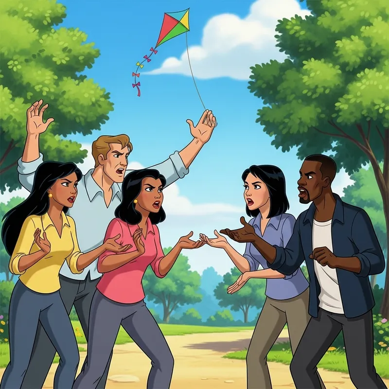 Engaging Animated Couples Confrontation in a Park