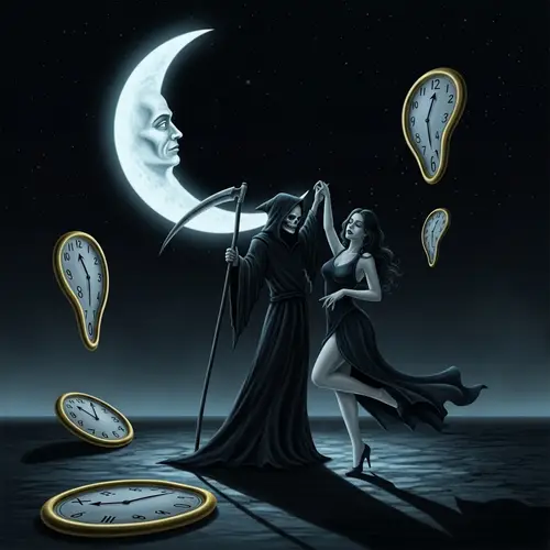 Whimsigoth Grim Reaper Dancing Artwork - Eternal Charm Revealed