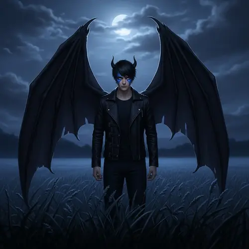 Dark Angel: Young Man with Demon Wings and Blue Scales