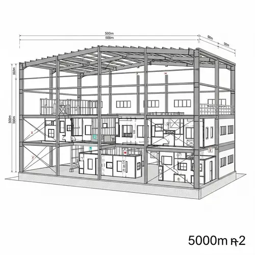 Detailed Steel Structure Design: 50m x 100m | 5000 sqm Area
