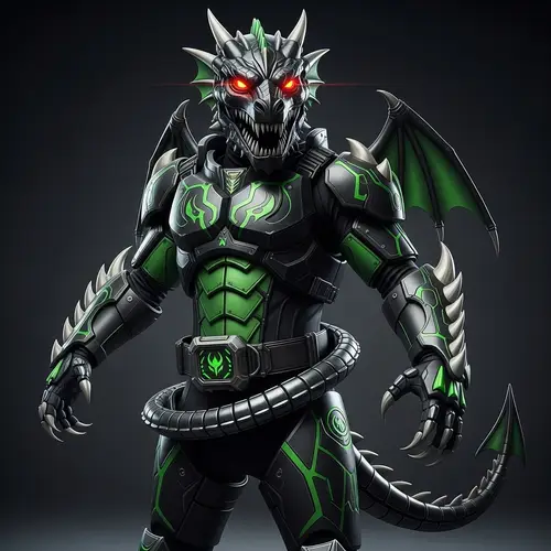 Futuristic Dragon-Themed Power Suit | High-Tech Materials
