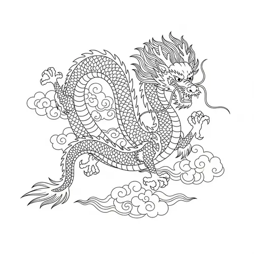 Simplified Chinese Dragon Outline Art