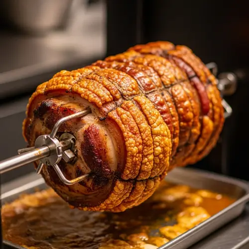 Mouthwatering Pork Roast on Spit - Food Photography Magazine Style