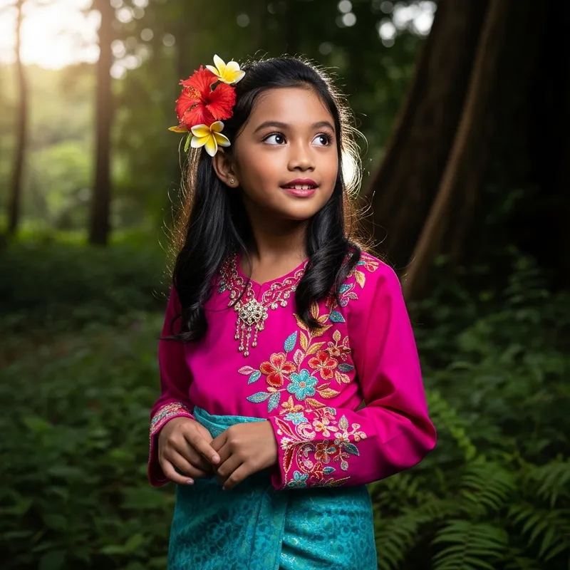 Malay Girl Portrait in Rainforest