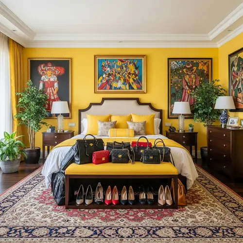 Luxury Homewares Bedroom: Vibrant Yellow Theme with Fashionable Decor