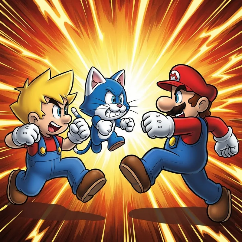 Epic Animated Showdown: Bart Simpson, Doraemon & Mario Bros Clash