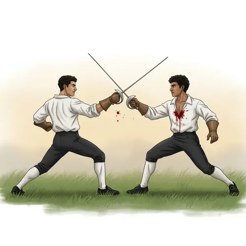 Regency Period Duel: Hispanic vs. Middle-Eastern Officer at Dawn