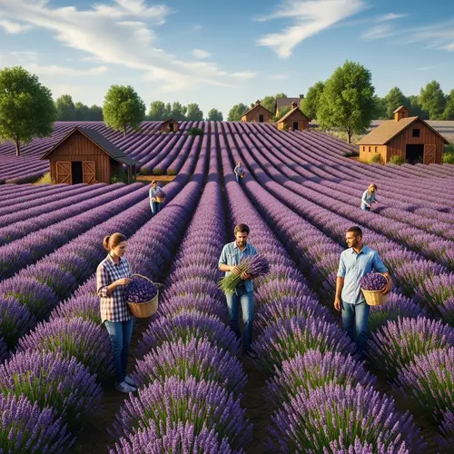 Tranquil Lavender Farm: Vibrant Fields & Diverse Farmers