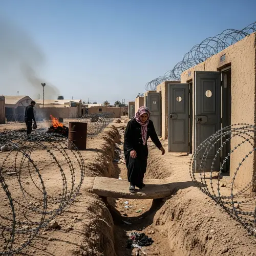 Middle-Eastern Woman Walking to Latrines | Eerie Scene Description