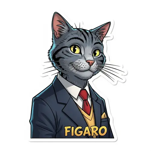 Billcates: Unique & Witty Comic-Style Sticker of a Smart Cat