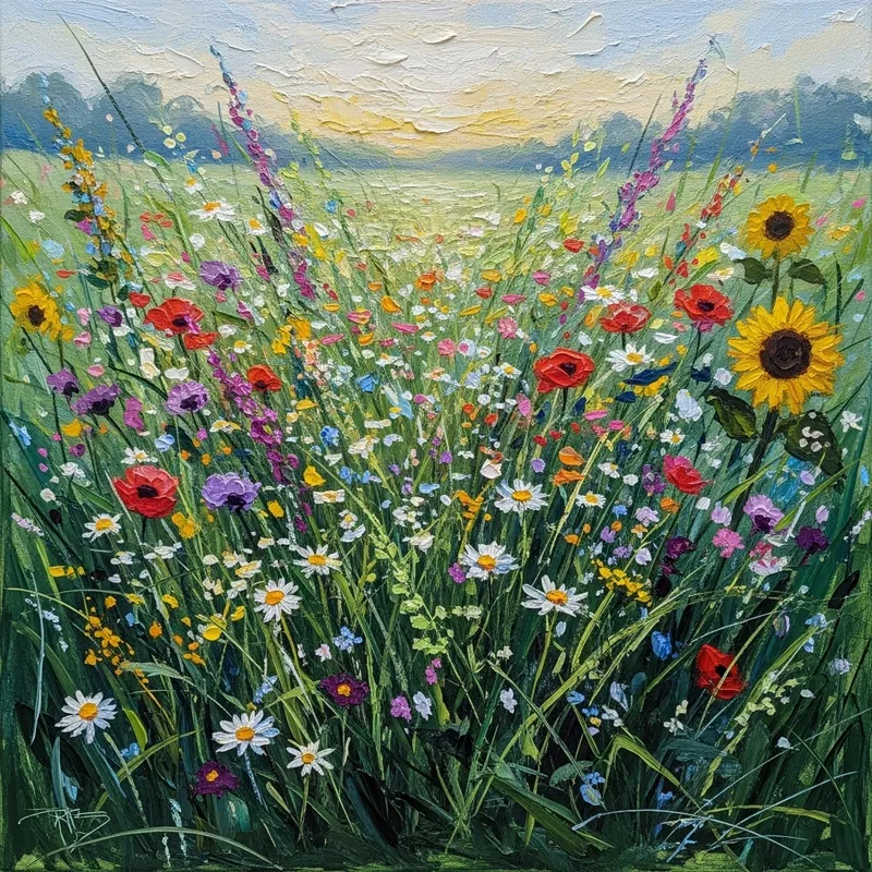 Impressionistic Wildflower Field Art | Captivating Meadow Scene