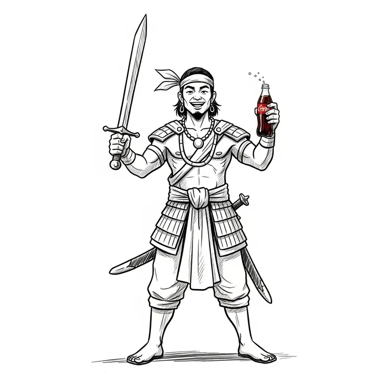 Happy Lapu-Lapu Sketch: Warrior with Cola