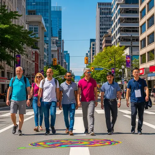 Psychedelic Downtown Vancouver Scene - Vibrant City Streetwalk