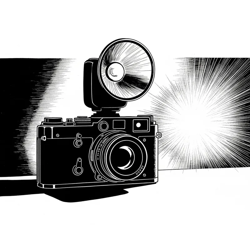 Camera Flash Drawing Silhouette | Brightly Illuminated Scene