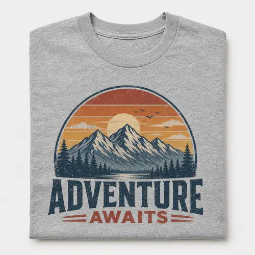 Adventure Awaits Vintage T-Shirt Design Mockup