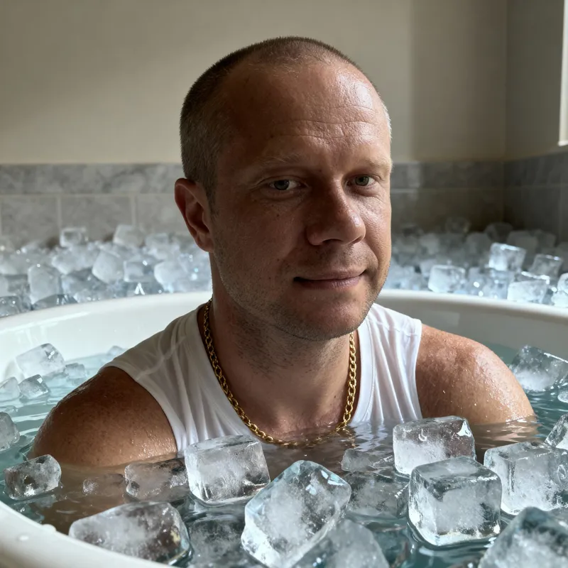 Model in Ice Cube Bath