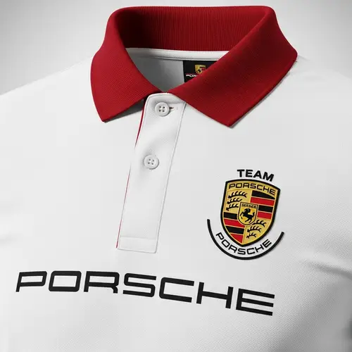Stylish White Polo Shirt with Porsche Logo - Team Emblem