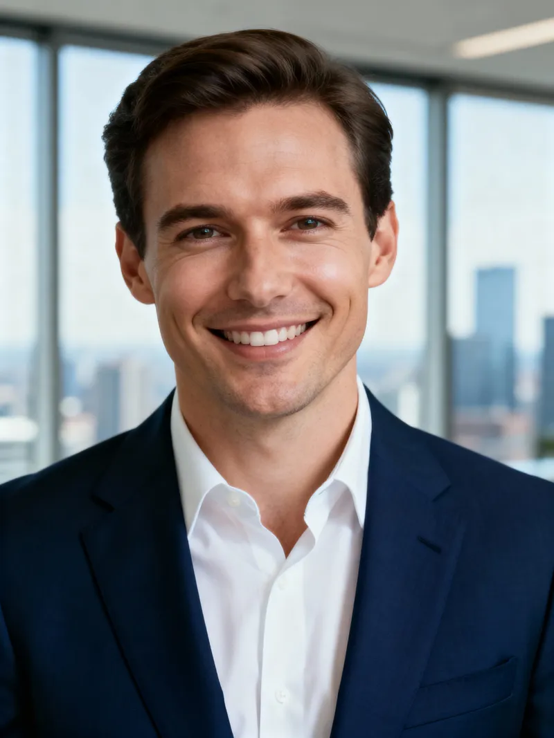 Professional Headshot in Navy Business Suit Professional Headshot in Navy Business Suit