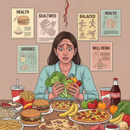 Challenges of Disordered Eating: Hispanic Woman Facing Food Dilemma